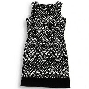 Mario Serrani Italy - Size 8 Women’s Midi Geometric Black White Dress